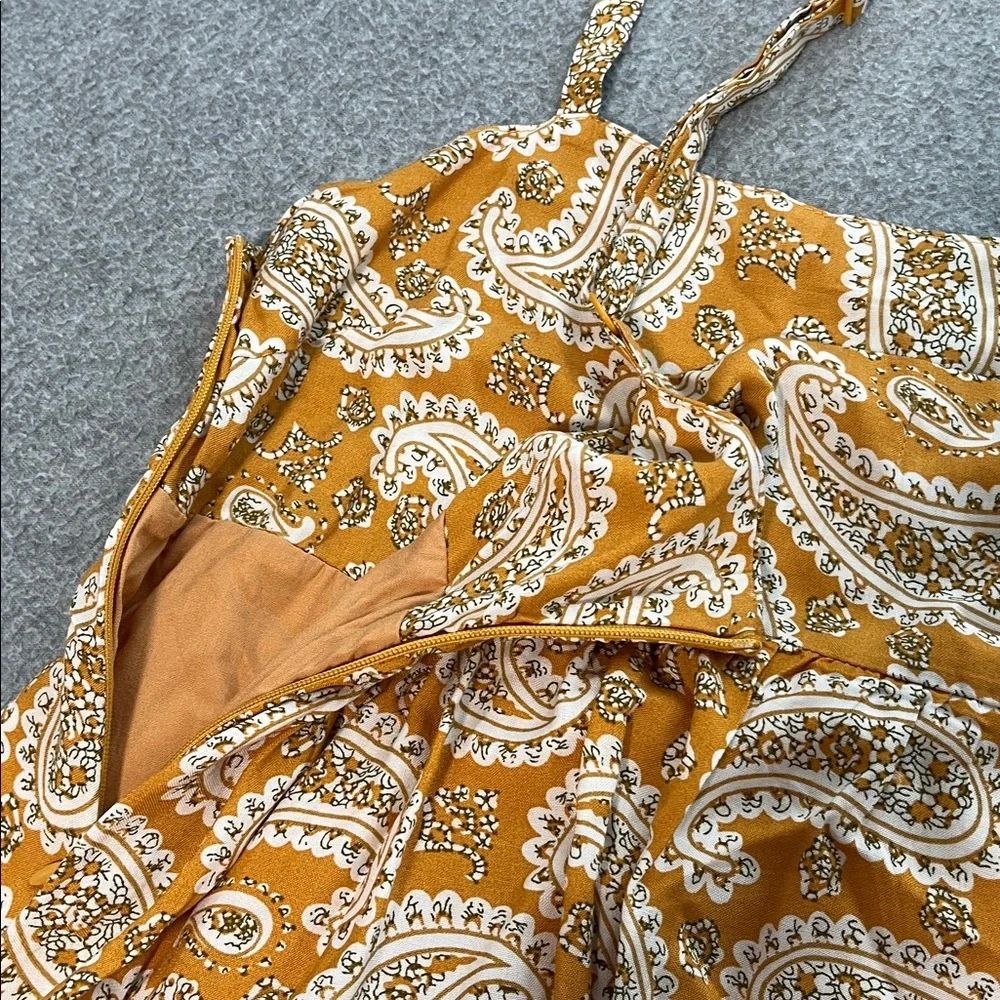 Carly Jean Los Angeles Midi Dress Sundress Small Strap Tiered Boho Mustard - Picture 8 of 9